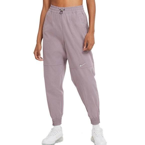 Nike Women Swoosh High Rise Woven Jogger Activewear Purple Size L - Picture 1 of 6